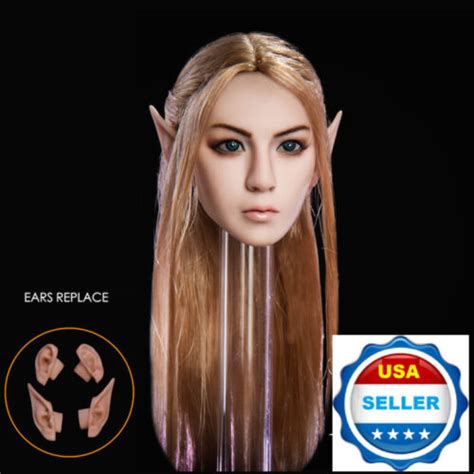 1 6 fairy elf female head sculpt detachable ears pale for female figure phicen ebay