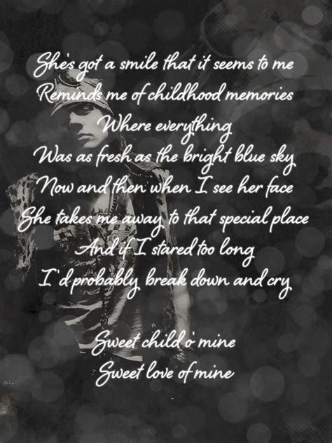 And if i'd stare too long. Sweet Child O' Mine - Guns & Roses | Great song lyrics ...