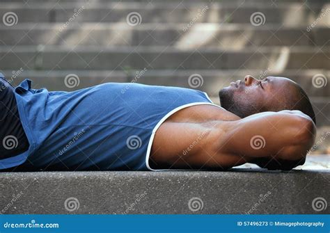Man Lying On Back Resting Outside Stock Image Image Of Looking Lying