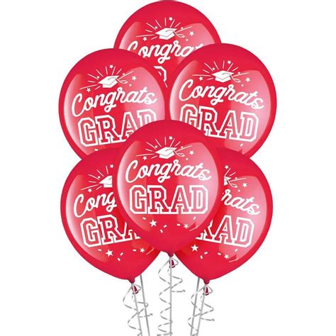 Red Congrats Grad Latex Balloons 12in 15ct Party City