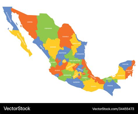 States Mexico Map Royalty Free Vector Image Vectorstock