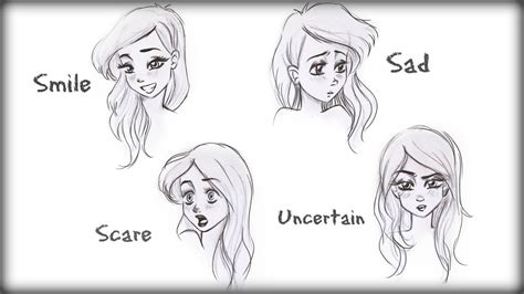 Drawing Tutorial How To Draw 4 Types Of Facial Expressions Youtube