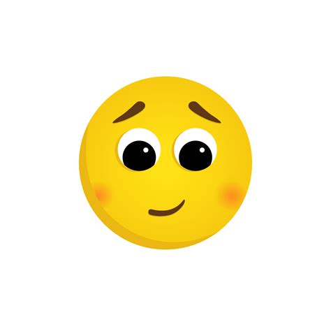 Vector Shy Emoticon Isolated On A White Background Yellow Flushed Face Emoji With Downcast Eyes