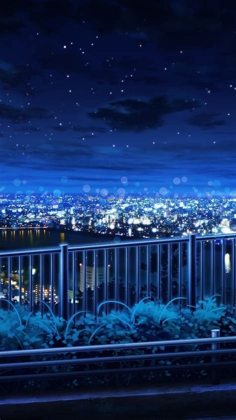 Wallpaper Sky Buildings Anime Cityscape Night Stars Bokeh Scenic