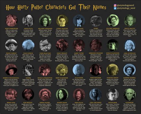 i made an infographic explaining the origins behind some harry potter character names harrypotter