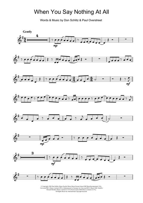But when you hold me near, you drown out the crowd. When You Say Nothing At All | Sheet Music Direct
