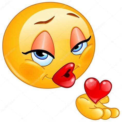 Feminino Emoticon Mandando Um Beijo Em 2020 Emoticon De Amor Smiley
