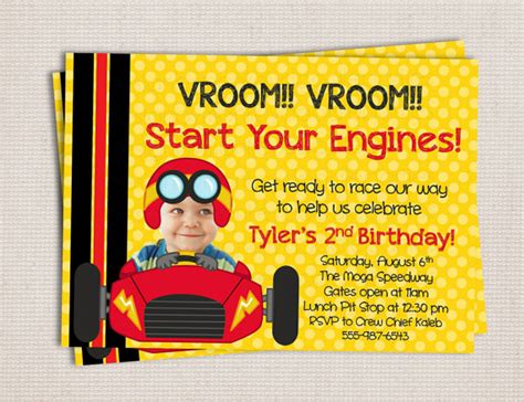 race car  birthday invitations  printable