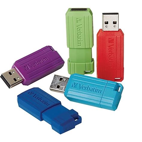 Verbatim 5pk 8gb Pinstripe Usb 20 Red Blue Green Purple Teal Staples