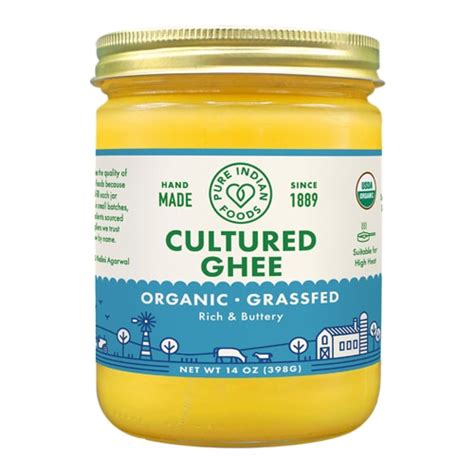 Pure Indian Foods Grass Fed Organic Cultured Ghee 14 Oz Vitacost