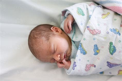 Image Of A Swaddled Newborn Baby Sleeping Austockphoto