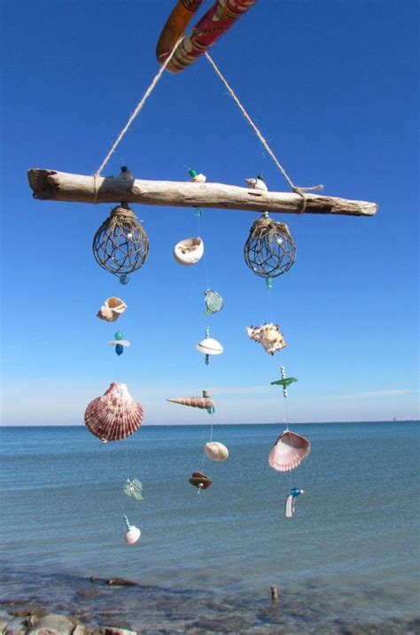 Seashell And Genuine Sea Glass Wind Chime Etsy Wind Chimes Sea Glass Wind Chime Glass Wind