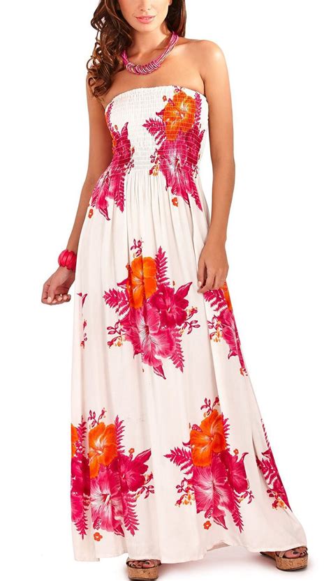 New Ladies Bandeau Floral Tropical Print Maxi Dress Party Summer