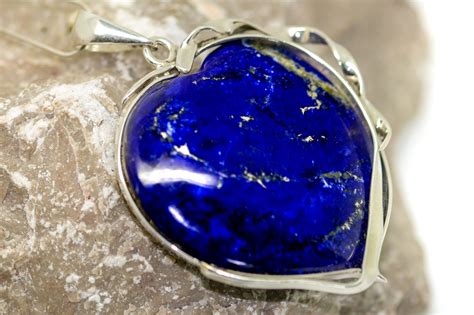 Statement Lapis Lazuli Pendant Fitted In Sterling Silver Setting Heart