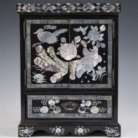 Korean Lacquered Mother Of Pearl Jewelry Box