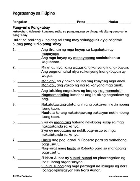 Worksheet Uri Ng Pangungusap Worksheet Use Find Material