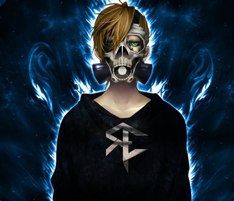 Male Anime Character Wallpaper Gas Masks Anime Skull Fire Hd