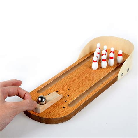 Wood Mini Desktop Bowling Portable Board Game Kids Toy Finger Bowling