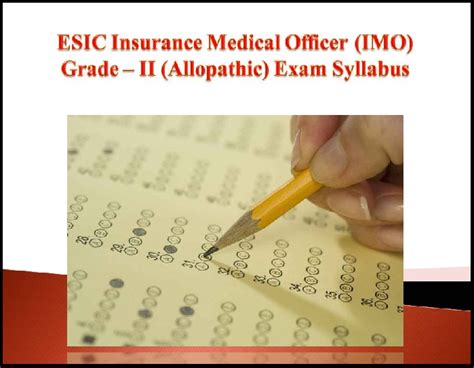 A degree of a recognized university (preference will be given to the graduates. ESIC Insurance Medical Officer (IMO) Grade - II (Allopathic) Exam Syllabus