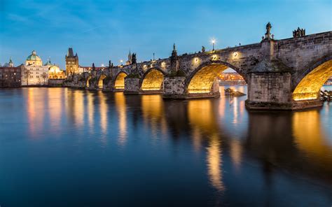 Charles Bridge Historic Bridge On The River Vltava In