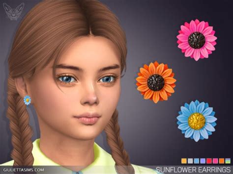 Giulietta Sims Sunflower Earrings For Kids Sims 4 Downloads