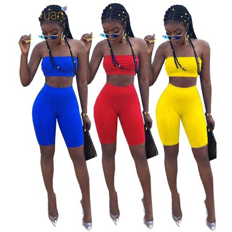 Sexy 2 Piece Set Women Off The Shoulder Crop Topsshorts Sweat Suits Summer Outfits Two Piece