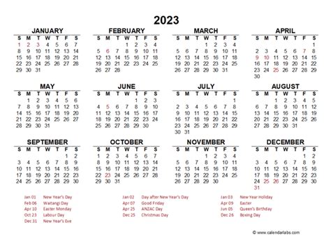 New Zealand Calendar 2023 Printable Get Calendar 2023 Update