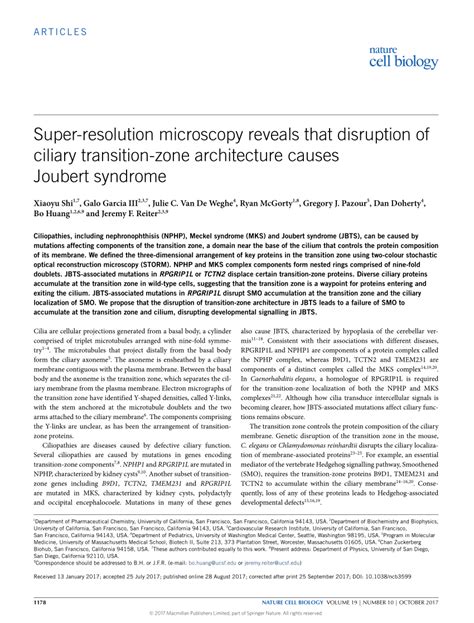 Pdf Super Resolution Microscopy Reveals That Disruption Of Ciliary
