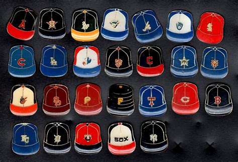 Baseball Pin Collection Display Collecting Old 80s Mlb Cap Collection