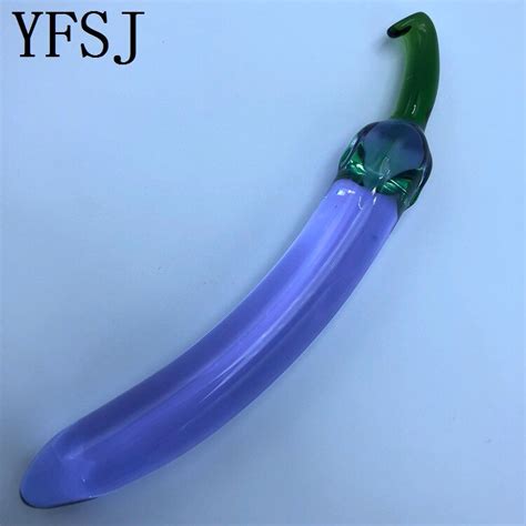 19024mm 160g Eggplant Glass Dildo Penis Cock Anal Plug Adult Sex Toys