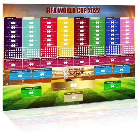 Buy Movinpe 2022 Qatar World Cup Wall Chart Soccer Matches Schedule