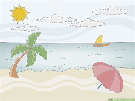 How To Draw A Beach Really Easy Drawing Tutorial