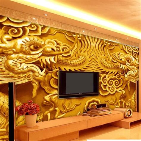 Beibehang Custom Large Wall Murals 3d Stereo Murals Gold Dragon Living