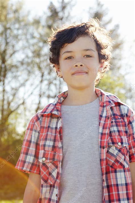 Boy Wearing Checked Shirt In Park Stock Image F0085006 Science