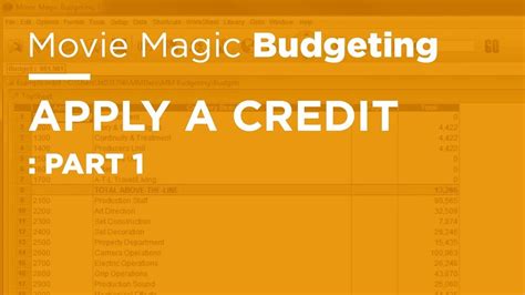 Discussions are not limited to only budgeting. Legacy Movie Magic Budgeting - Apply a Credit: Part 1 ...