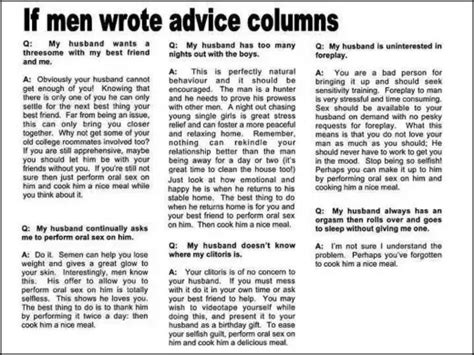 If Men Wrote Advice Columns Parody Pictures Parodies Funny Parody