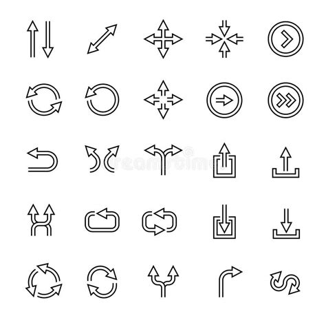 Outlined Arrows Icon Set Stock Vector Illustration Of Outline 164476748