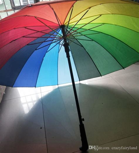 Rainbow Umbrella Rain Women 16k Automatic Long Handle Umbrellas Strong Frame Waterproof Fashion