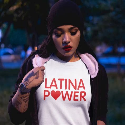 Vsenfo Latina Power T Shirt Women Cotton Short Sleeve Feminis T Shirt For Ladies Girls Power