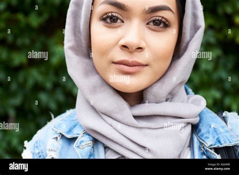 London Uk England Portrait Of A Beautiful Muslim Girl Wearing Hijab
