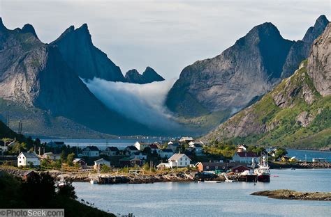 Sharp Mountains At Reine Moskenesøya Lofoten Archipelago Nordland