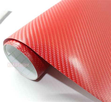 Diy Adhesive Red 4d Texture Carbon Fiber Vinyl Tape Car Wrap Sticker