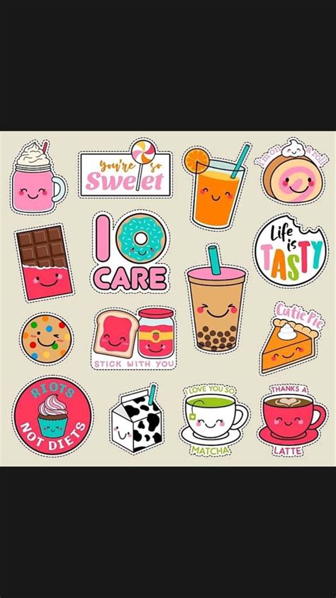 Cute Food Stickers Cute Stickers Kawaii Stickers Kawaii Doodles