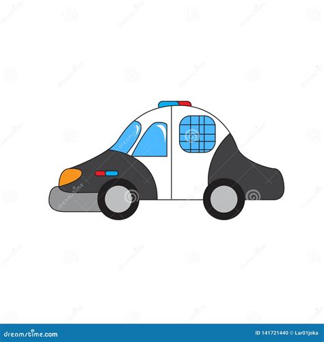 Isolated Police Car Cartoon Stock Vector Illustration Of Symbol Sign