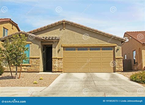 Ranch Stucco Home In Tucson Arizona Stock Image Image Of Beautiful