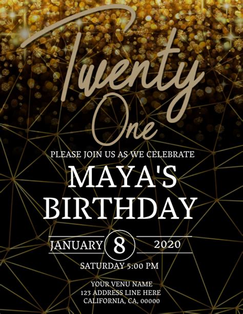 21st Birthday Invitation Template Postermywall