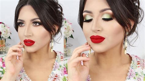 New Years Makeup Tutorial Sparkly Glam Smokey Eyes And Red Lips