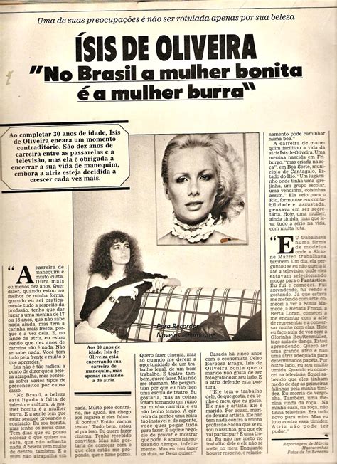 Para Recordar Novelas E Famosos Ísis De Oliveira No Brasil A Mulher Bonita é A Mulher Burra