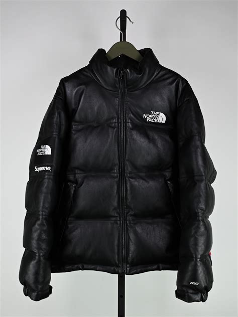 Supreme Fw17 Supreme X North Face Leather Nuptse Jacket Black Large