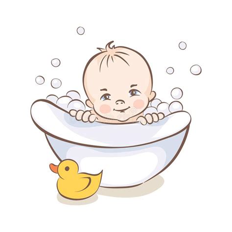 Baby Bathe In The Tub Stock Vector Illustration Of Vector 116860118